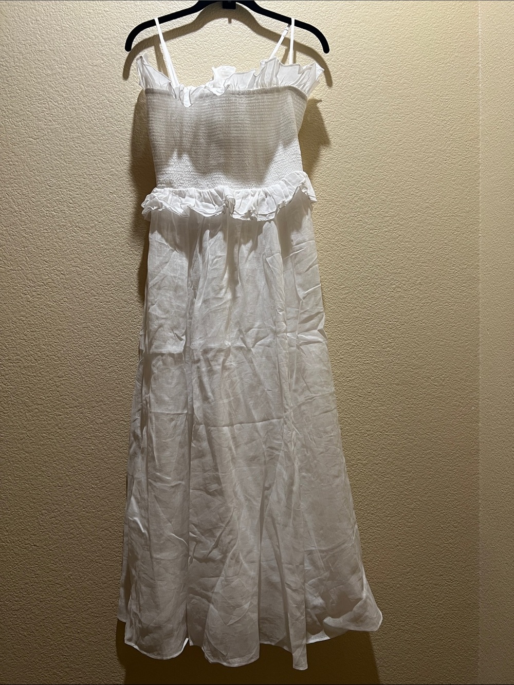J. Crew White Ruffle Smocked Sundress